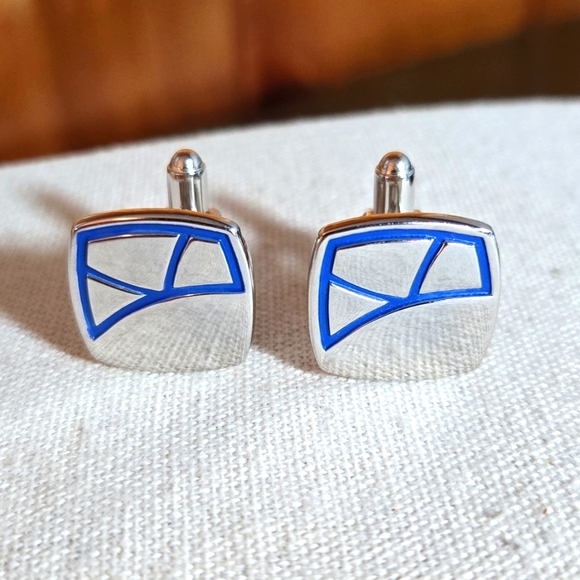 Silver Tone Cufflinks Four Sets